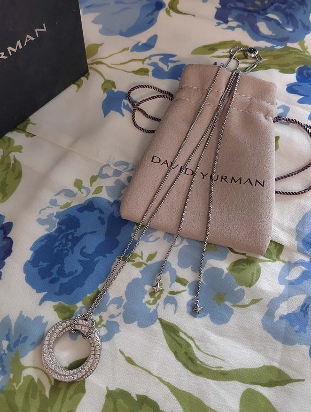 David Yurman 18K White Gold Necklace and Diamond Pavé Spiral Pendant